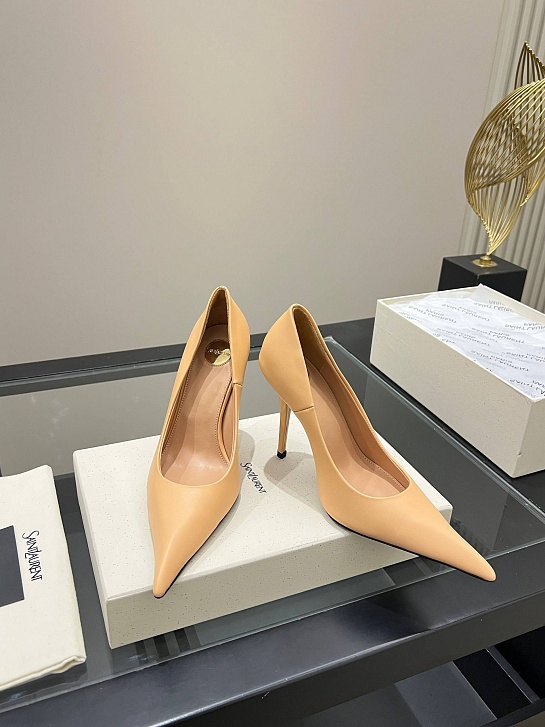 Женские кожаные туфли на каблуке Yves Saint Laurent premium