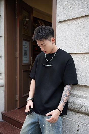 Чёрная оверсайз футболка Chrome Hearts Premium   