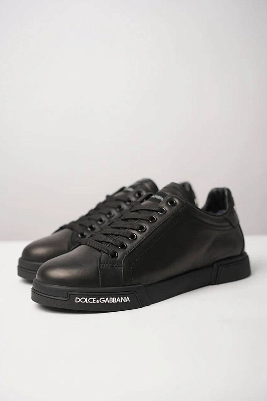 Кожаные кроссовки с мехом Dolce & Gabbana Portofino