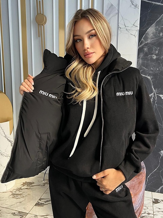 Женский чёрный костюм тройка MIU MIU