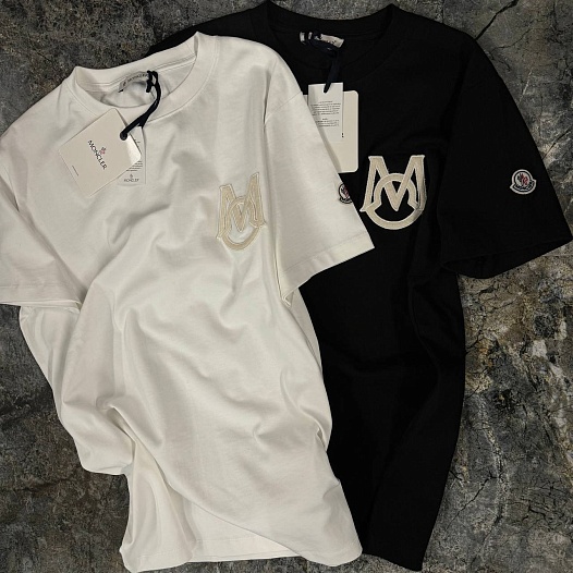Мужская белая футболка Moncler monogram   
