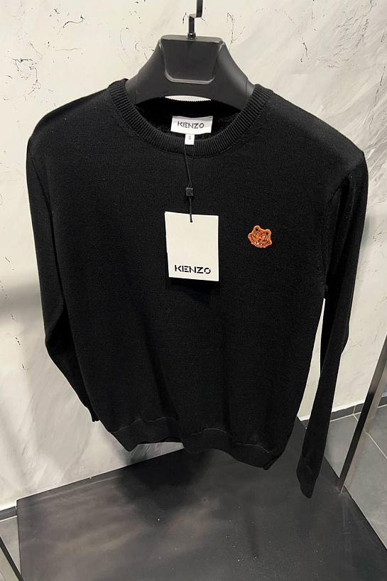 Мужской чёрный джемпер Kenzo Tiger logo-patch