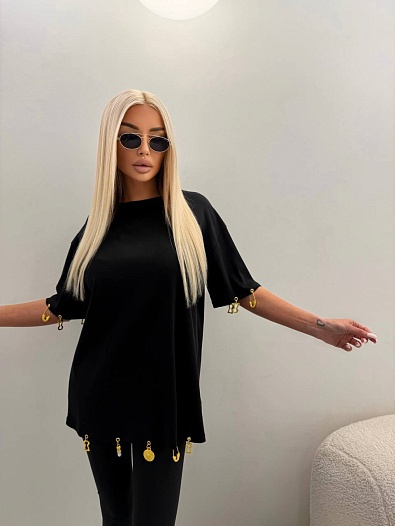 Женская базовая футболка Schiaparelli premium - Black   