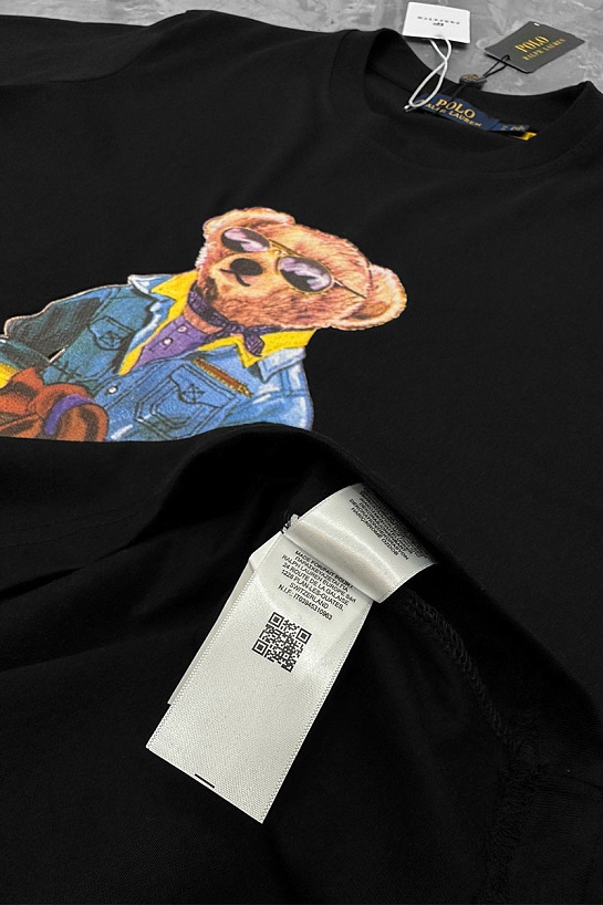 Мужская чёрная футболка Роlо Ralрh Lаurеn "Bear"