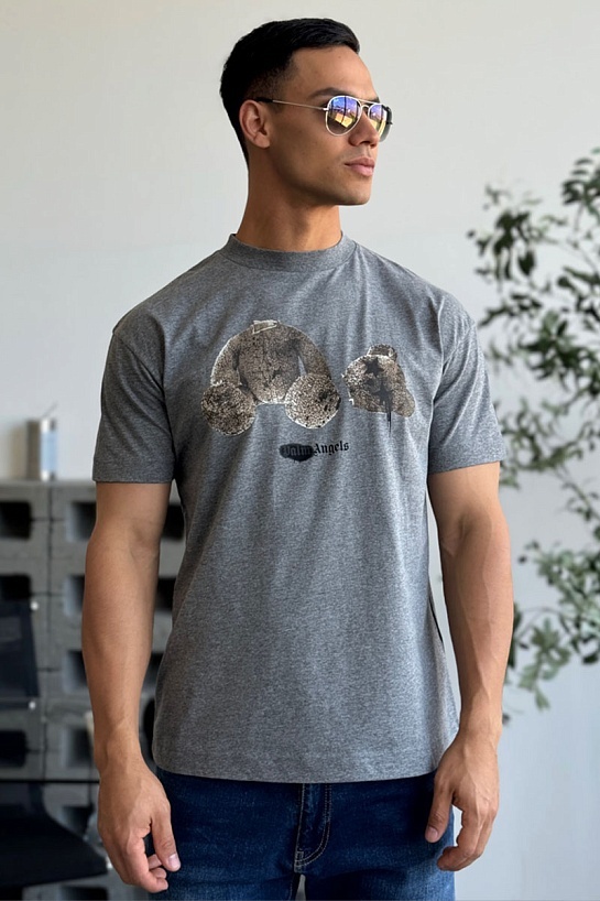 Мужская оверсайз футболка Palm Angels "Teddy Bear" - Grey