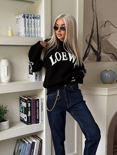 Женский шерстяной свитер Loewe premium - Black   