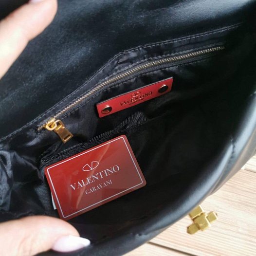 Женская сумка Valentino Roman Stud 25x14 см - Black   