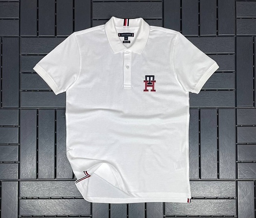 Мужское белое поло Tommy Hilfiger Essential Monogram   