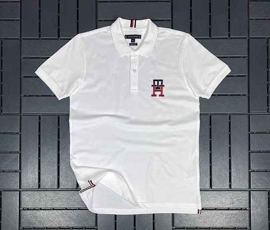 Мужское белое поло Tommy Hilfiger Essential Monogram