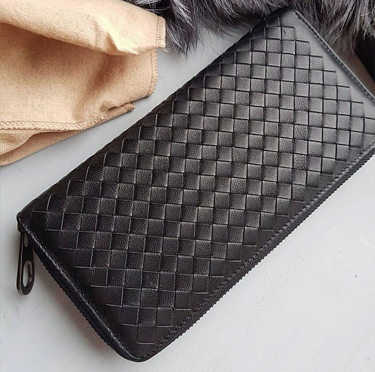 Портмоне с молнией Bottega Veneta - Black 22x11,5 см