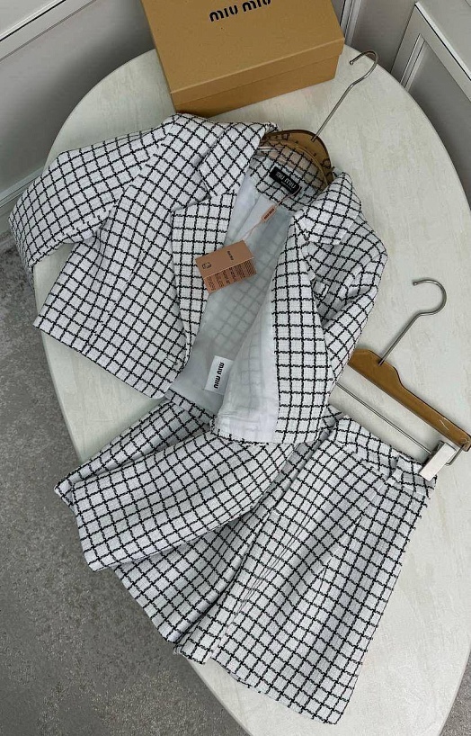 Женский костюм в клетку MIU MIU premium - White