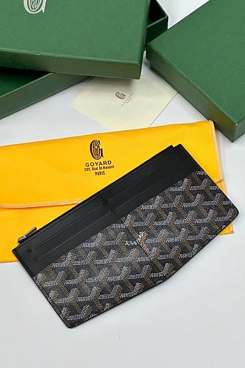 Кожаный кошелек Goyard Insert Louise Premium 21x11см - Black   