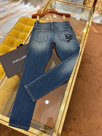 Мужские синие джинсы Dolce & Gabbana slim fit Premium   