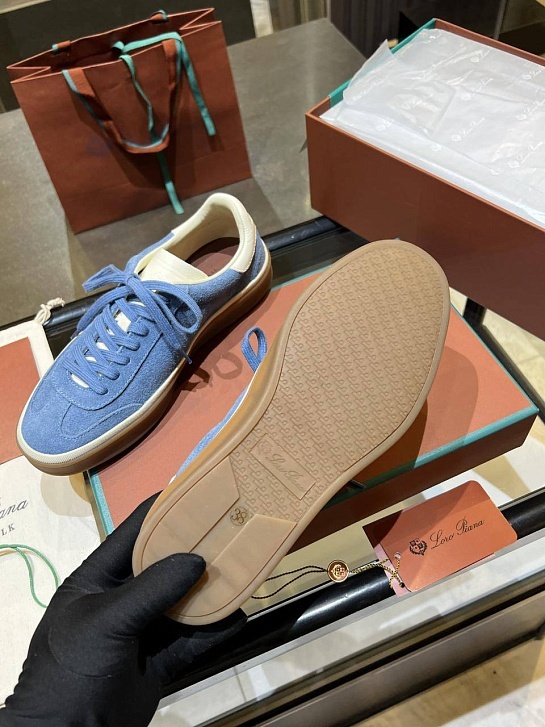 Женские замшевые кроссовки Loro Piana Premium - Blue