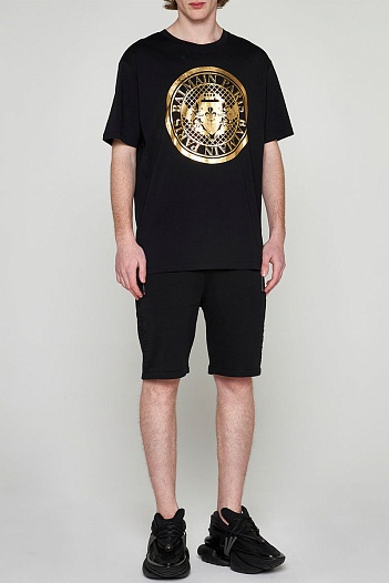 Футболка чёрного цвета Balmain metallic coin   