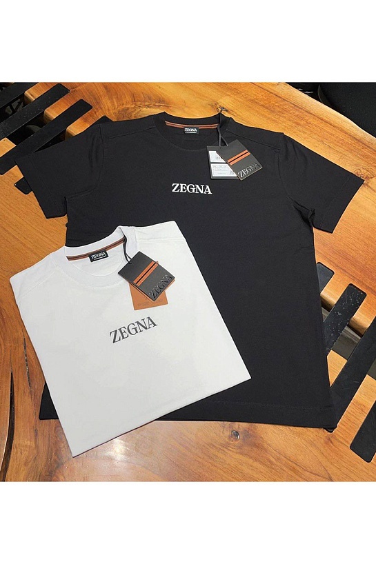 Мужская чёрная футболка Zegna logo-print