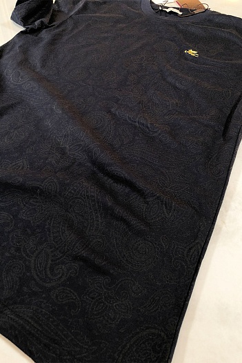 Тёмно-синяя мужская футболка Etro embroidered-logo   