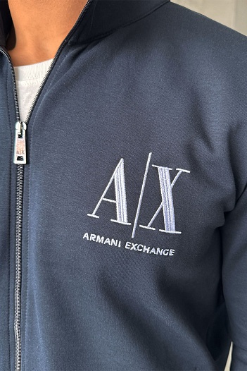 Кофта на молнии Armani Exchange logo-embroidered - Navy   