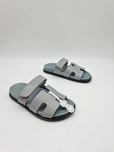 Женские кожаные сандалии Hermes Chypre - Grey   