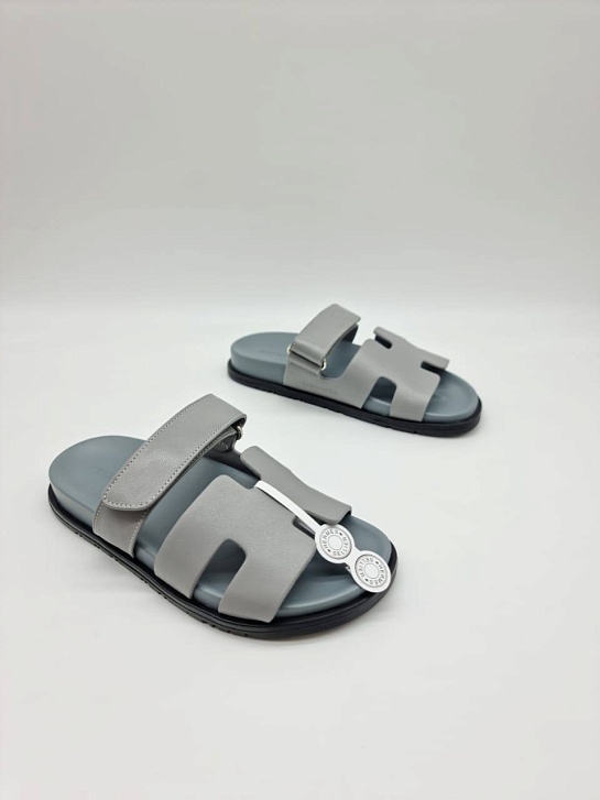 Женские кожаные сандалии Hermes Chypre - Grey
