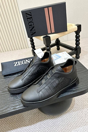 Мужские кроссовки Ermenegildo Zegna Triple Stitch Alligator - Black   