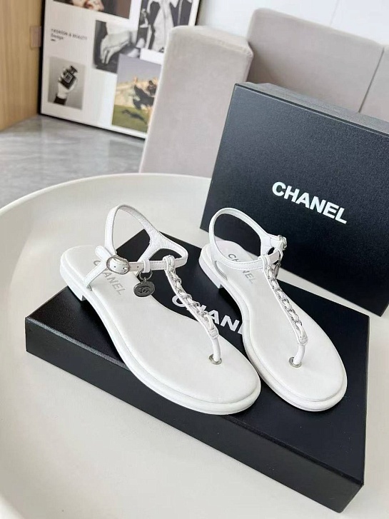 Женские кожаные сандалии Chanel Classic Flap Premium - White