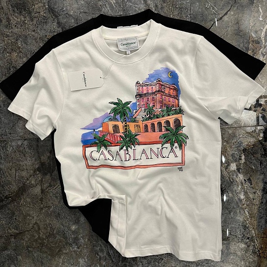 Мужская белая футболка Casablanca Amour Maroc