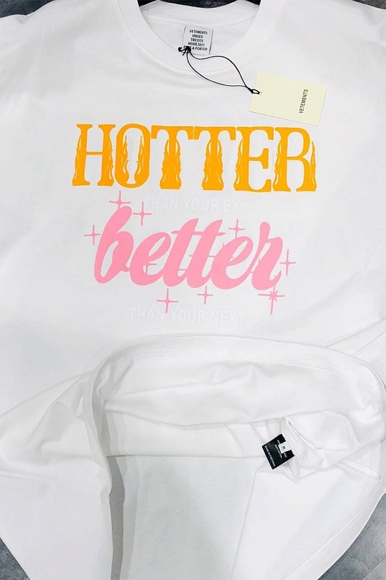 Оверсайз футболка Vetements Hotter Than Your Ex - White