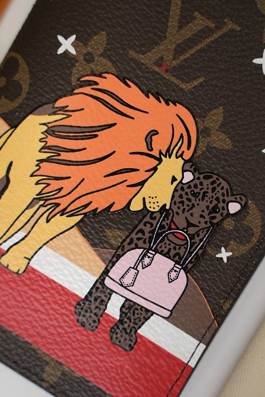 Кожаная обложка на паспорт Louis Vuitton Monogram 10х14 см