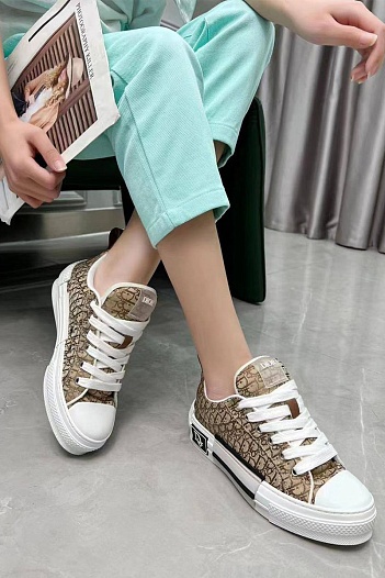 Женские кроссовки Dior Oblique B23 low-top - Brown   