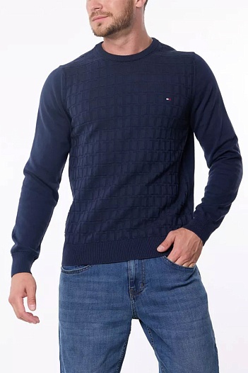 Мужской джемпер Tommy Hilfiger logo-embroidered - Navy   