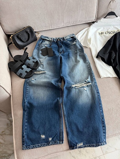 Женские синие багги джинсы Balenciaga premium   