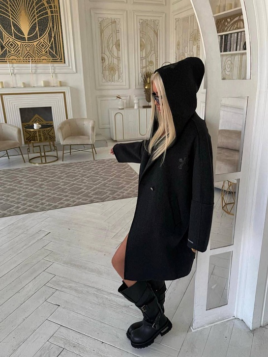 Женское пальто с капюшоном Chrome Hearts premium - Grey