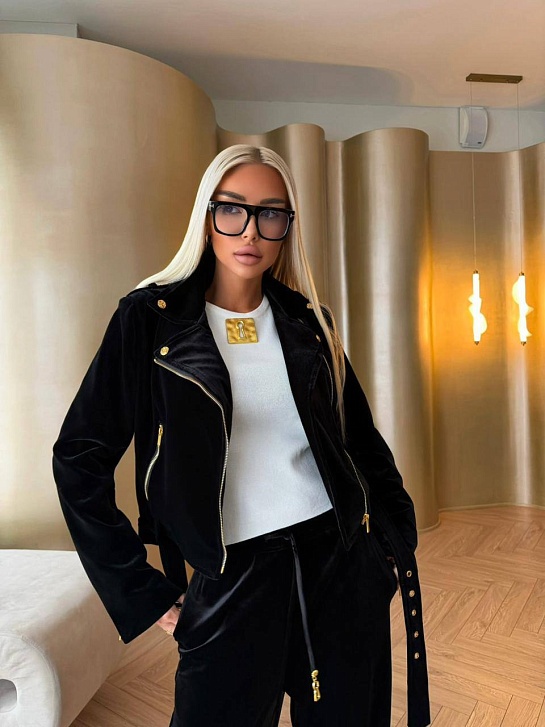 Женская бархатная косуха Schiaparelli premium - Black