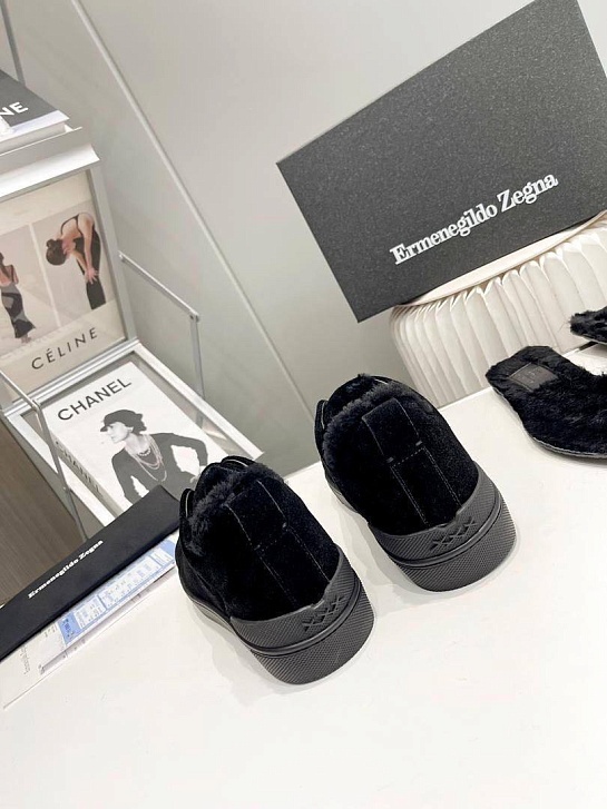 Кроссовки с мехом Ermenegildo Zegna Triple Stitch low-top - Black