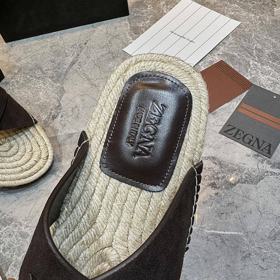 Мужские шлёпанцы Ermenegildo Zegna suede - Brown