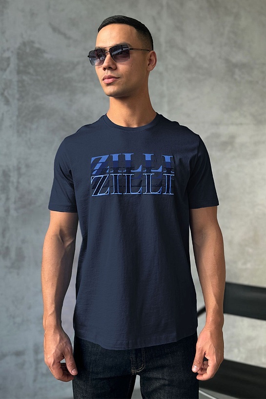 Мужская футболка Zilli тёмно-синего цвета