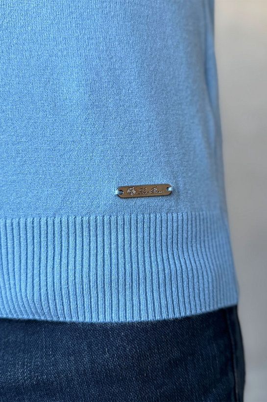 Голубой джемпер Loro Piana Zip Neck