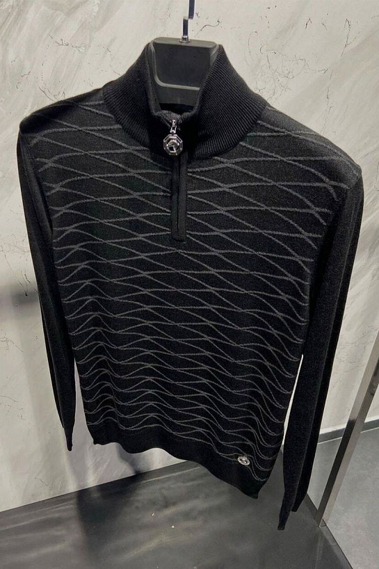 Классическая кофта Stefano Ricci чёрного цвета logo-plaque