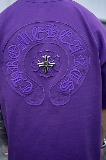 Фиолетовая оверсайз футболка Chrome Hearts Premium   