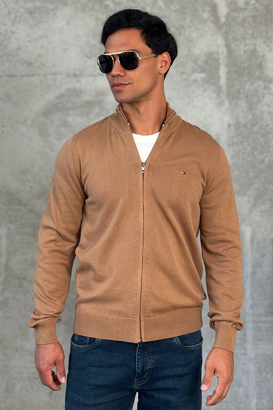 Кофта на молнии Tommy Hilfiger flag embroidery - Brown