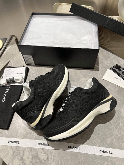 Женские кроссовки Chanel Premium - Black   