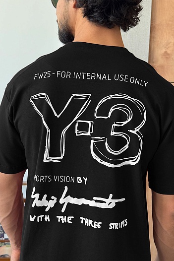 Мужская чёрная футболка Y-3 Yohji Yamamoto   