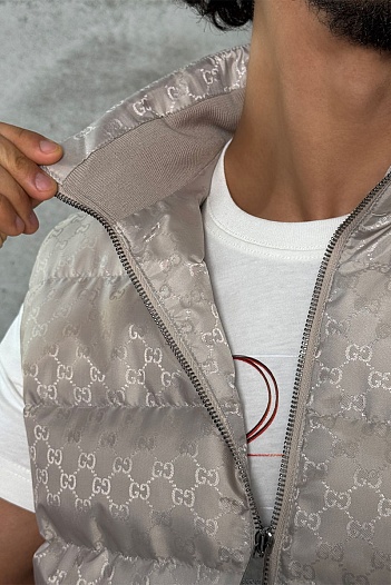Мужской бежевый жилет Gucci GG monogram   
