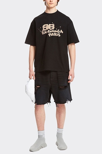 Футболка чёрного цвета Balenciaga Hand Drawn BB   