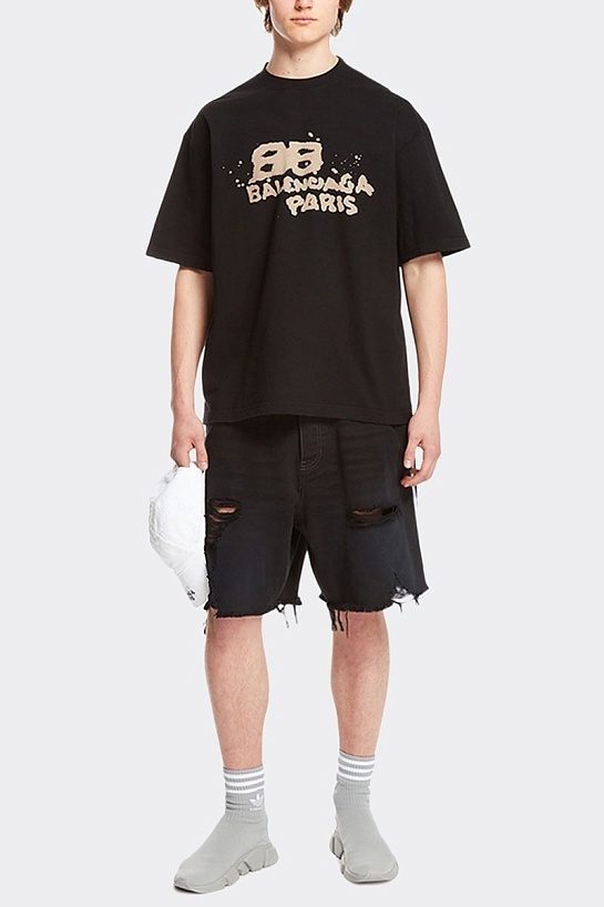 Футболка чёрного цвета Balenciaga Hand Drawn BB