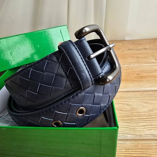 Кожаный синий ремень Bottega Veneta - длина 100 / 105 см