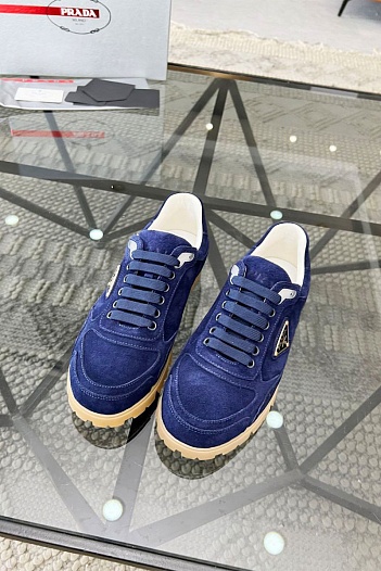 Замшевые кроссовки Prada logo-plaque - Blue   