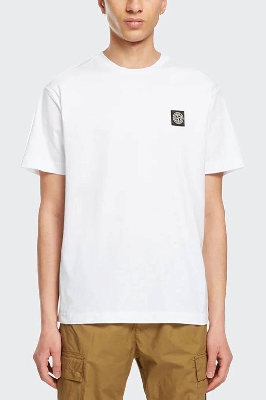 Футболка белого цвета Stone Island compass-patch