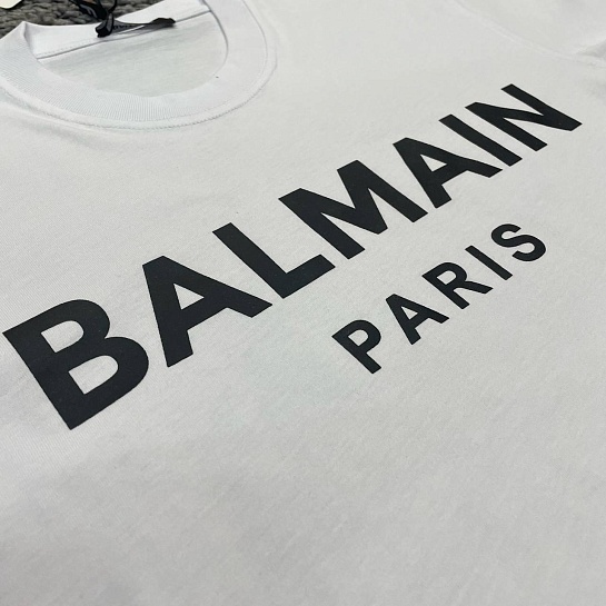 Футболка белого цвета Balmain Paris logo-print